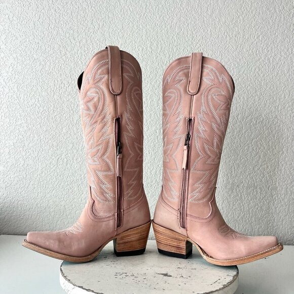 Lane SMOKESHOW Womens Cowboy Boots 5 Pink Leather Western Cowgirl Mid Calf Tall - Picture 14 of 14